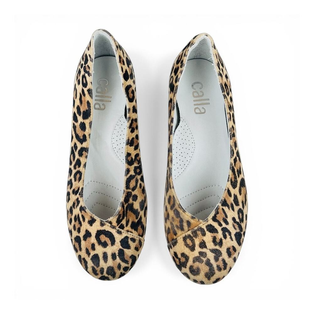 Calla Alexa Leopard Print Soft Leather  Ballet Flats EU 37 Wide Toe Box